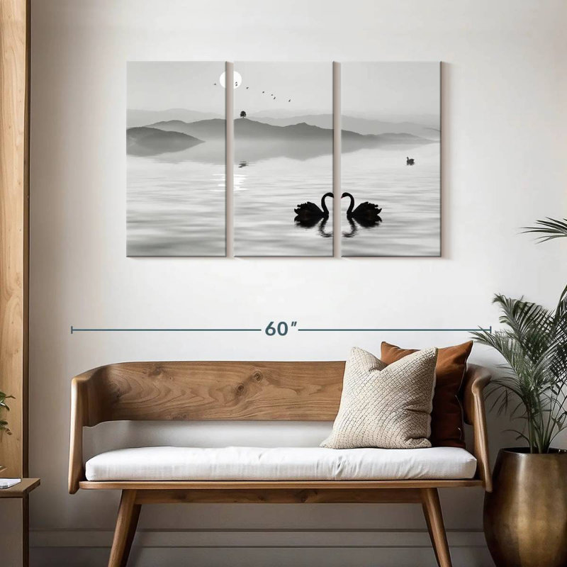 Kerrick Monochrome Swan Pair, 28" H x 45" W