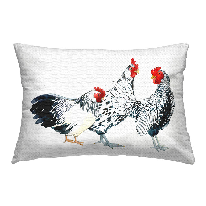 Coussin d'extérieur imprimé Minimal Farmhouse Hens par Sherri Buck Baldwin
