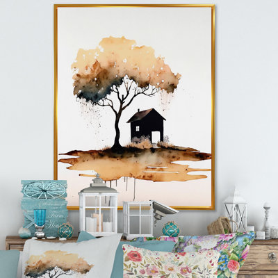 Lonely Autumn Watercolor Tree II " Lonely Autumn Watercolor Tree II "