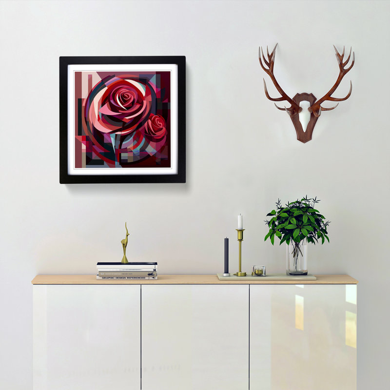 Rose Constructivism No.1 - Framed Print, Black