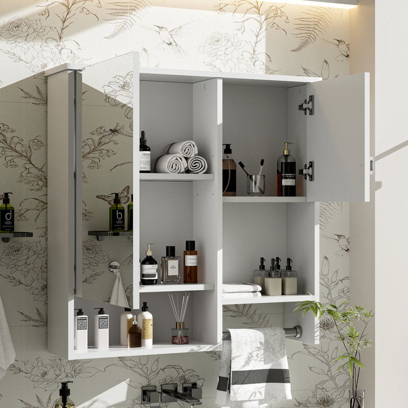 Armoire à pharmacie de salle de bain avec tablette réglable - Porte-serviettes personnalisable pratique et fonctionnel, Blanc