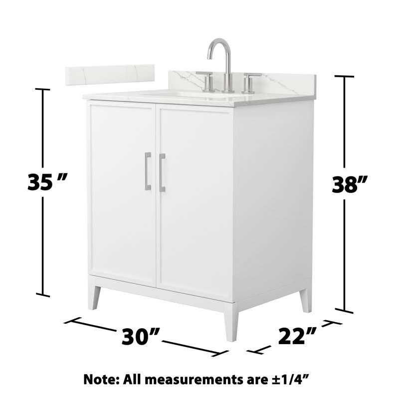 Elan 30'' W Vanity, White, 8" Center, Brushed Nickel