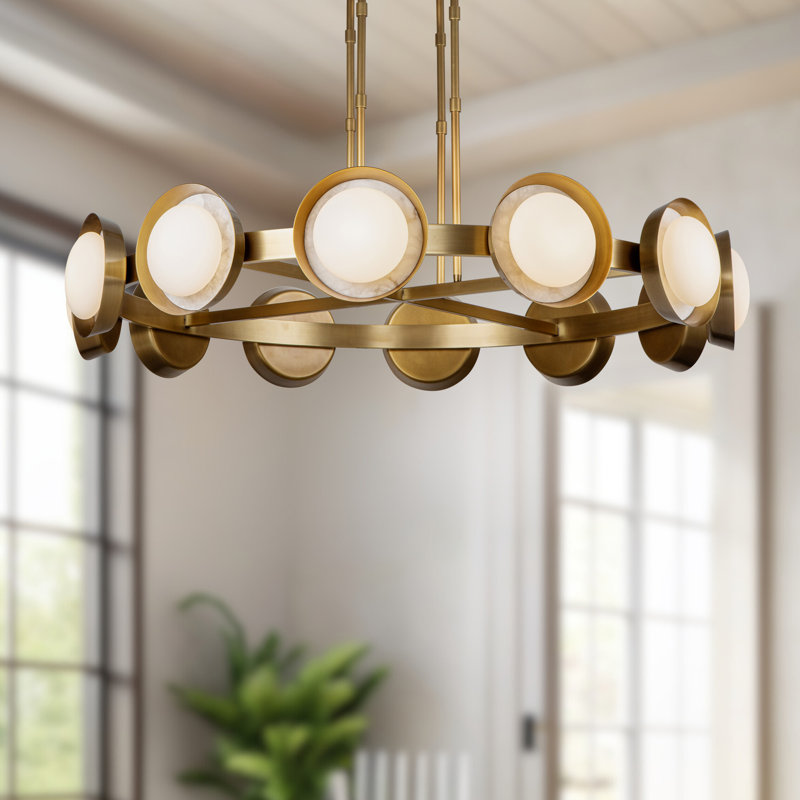 Alonso 12 - Light LED Chandelier, Vintage Brass