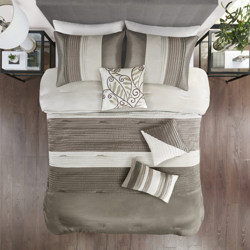 Full Natural Microfiber Reversible 7-Piece Comforter Set