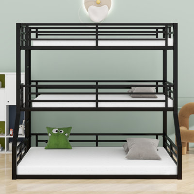 Metal Triple Bunk Bed With Guardrails by Latitude Run