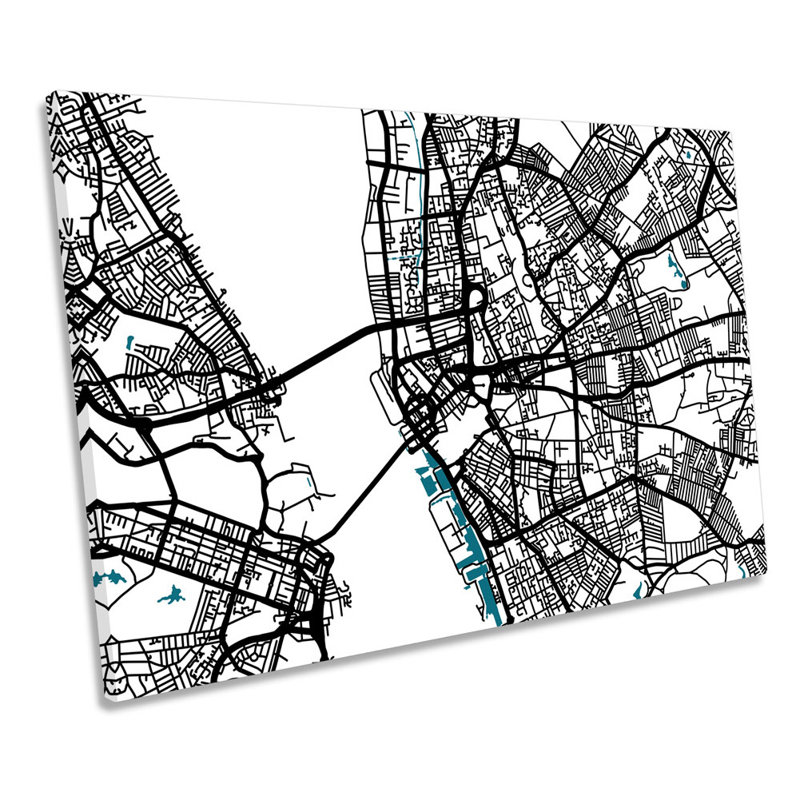 Liverpool Map City Minimalistic Modern - Wrapped Canvas Print, 91.4cm H x 137.2cm W x 4cm D
