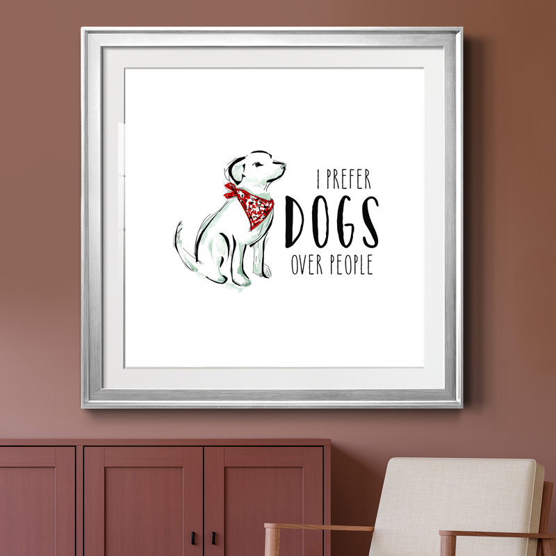 Dogs over People - Art textuel sur papier avec cadre photo, H 26,5 po x l 26,5 po x P 1,5 po, Papier avec cadre argenté