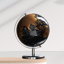 16 Black World Globe on a Black Stand