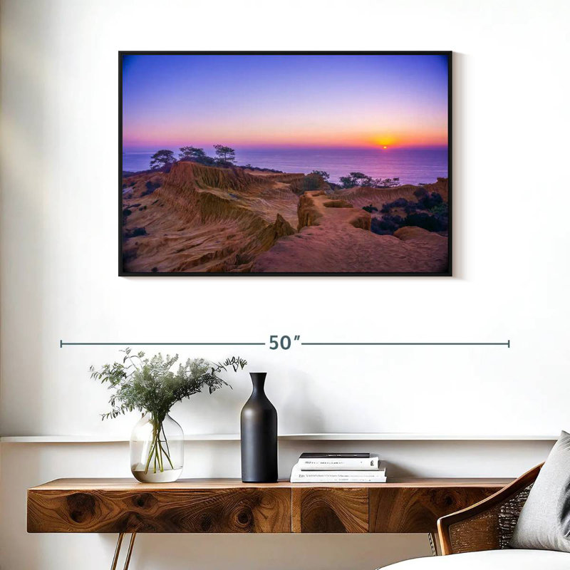 Coucher de soleil Torrey Pines, Cadre flottant noir, 37 po x 25 po