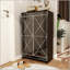 Armoire à miroir Elegant Decor avec bordure argentée, rangement à double porte pour le vestibule et rangement pour chaussures