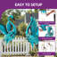 Statue de jardin en héron bleu 47,5 "avec piquets de sol, bleu turquoise brillant (ensemble de 2)