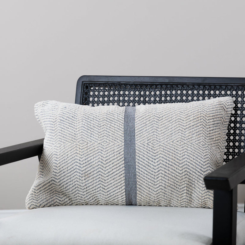 Neruda Geometric Rectangular Lumbar Cushion Cover, Mist Grey