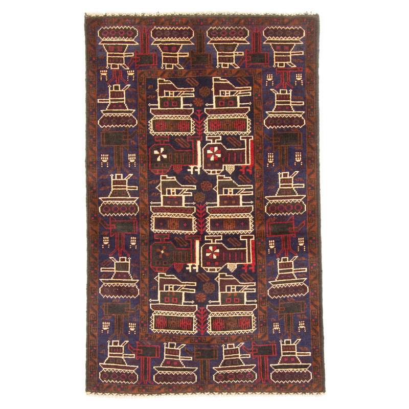 Tapis bleu marine Rare War 2 pi 9 po x 4 pi 6 po