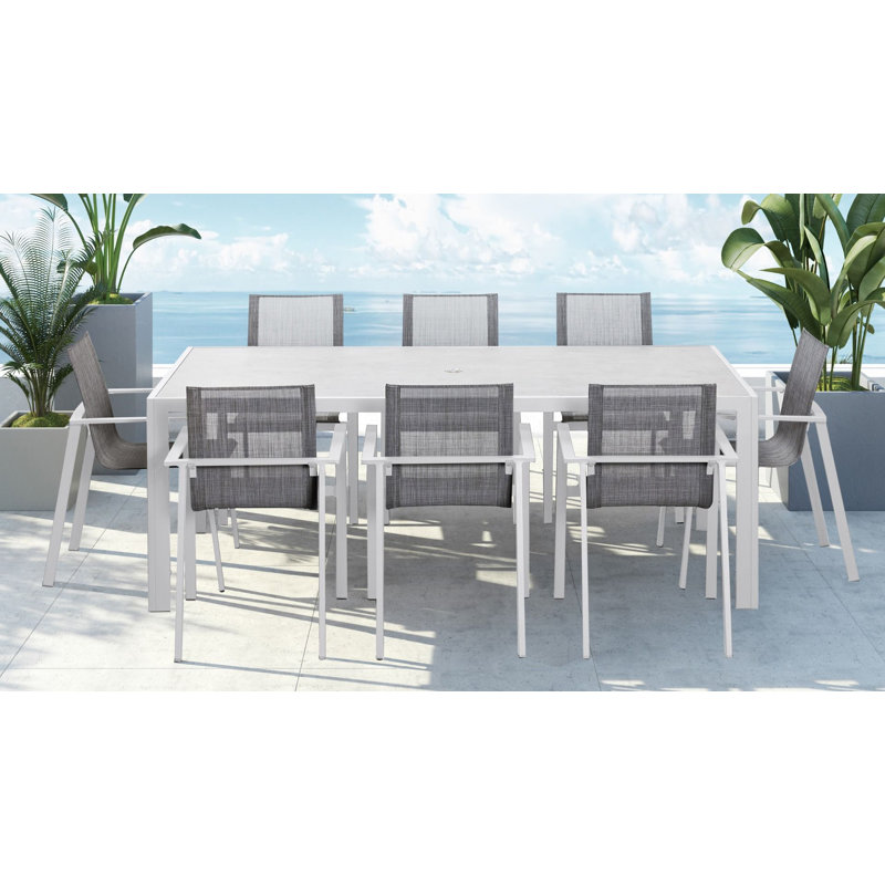 Lift Outdoor 9 - Piece Dining Set, Black Chair / Black Carbon Table