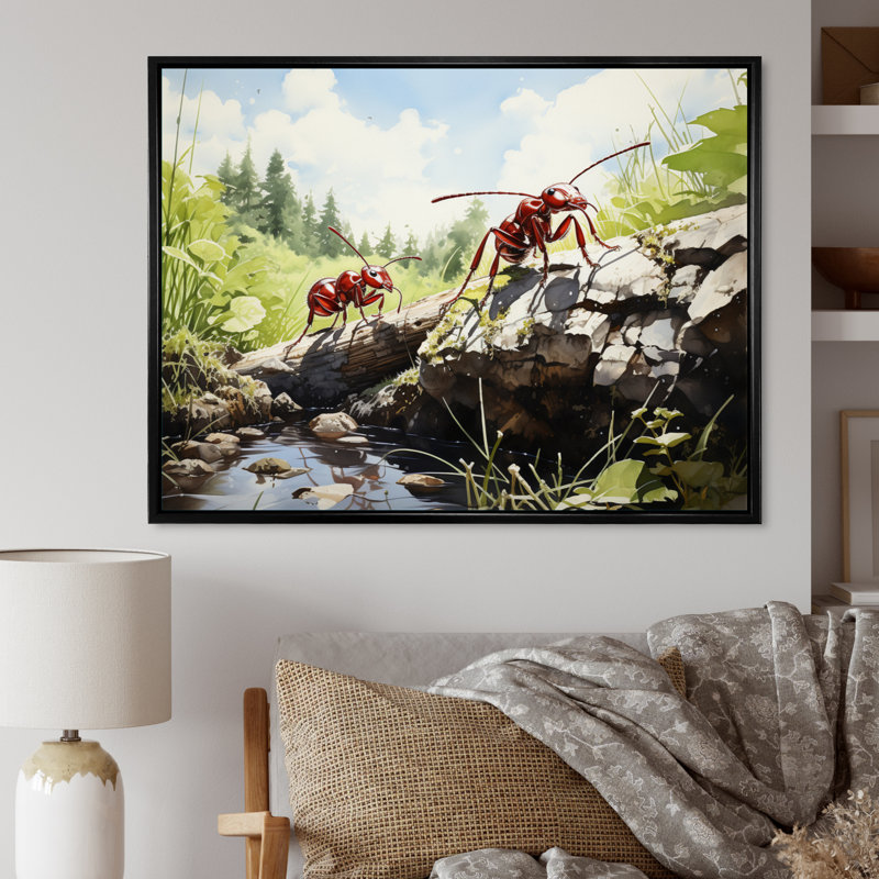 Ant Tiny Explorers II, reproduction d'art sur toile, Cadre flottant noir, H 12 po x l 20 po x P 1 po