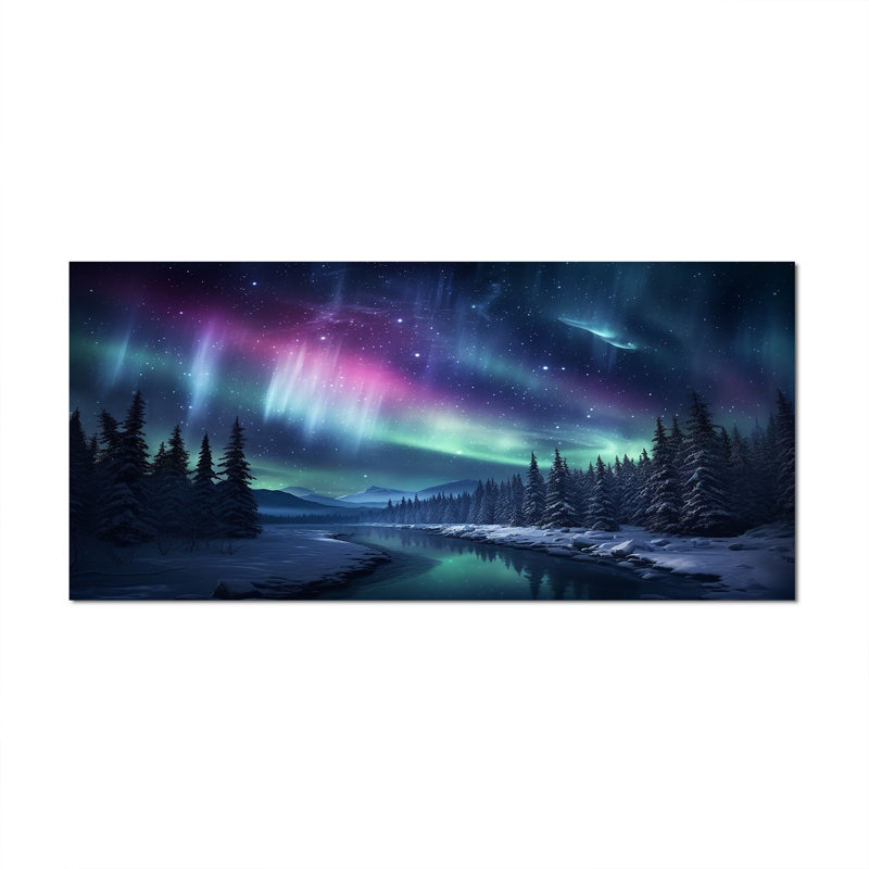 Northern Lights III - Aurore boréale, reproduction d'art sur toile, Toile tendue, H 28 po x l 60 po x P 1,5 po