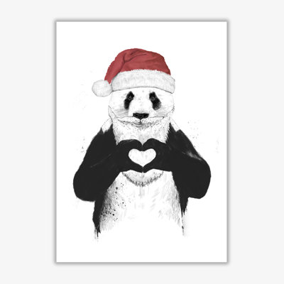 Santa Panda 1 Piece Single Picture Frame Wall Art