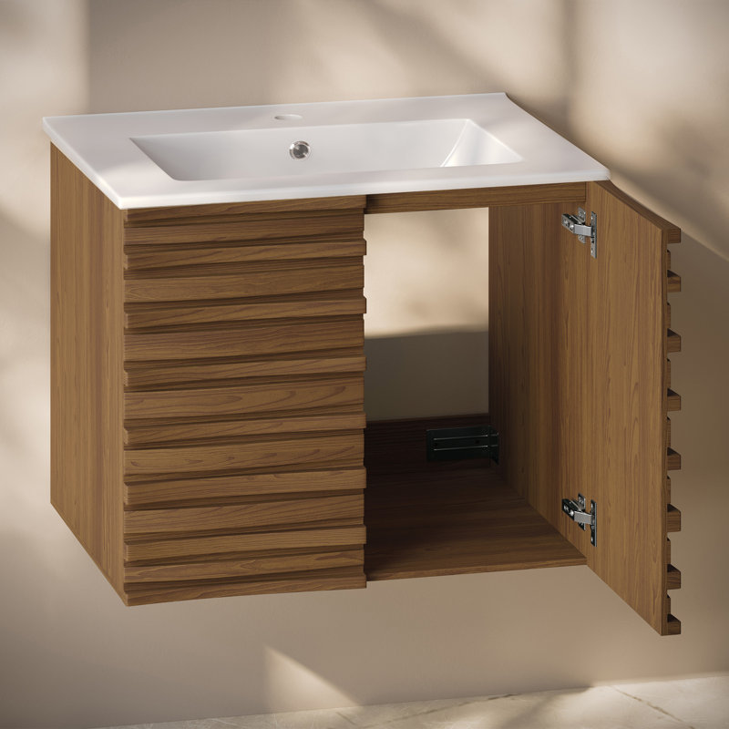 Ensemble de meuble-lavabo mural 30 po Cascade, Noir, 30", Trou unique