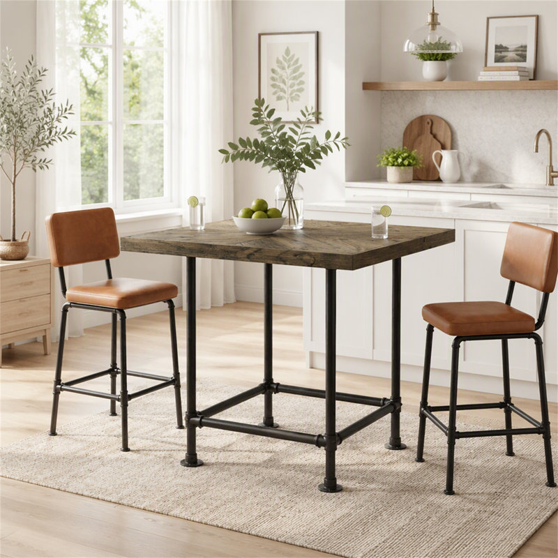 Table bistro 35,4 po, comptoir à café avec plateau en bois et plateau en bois