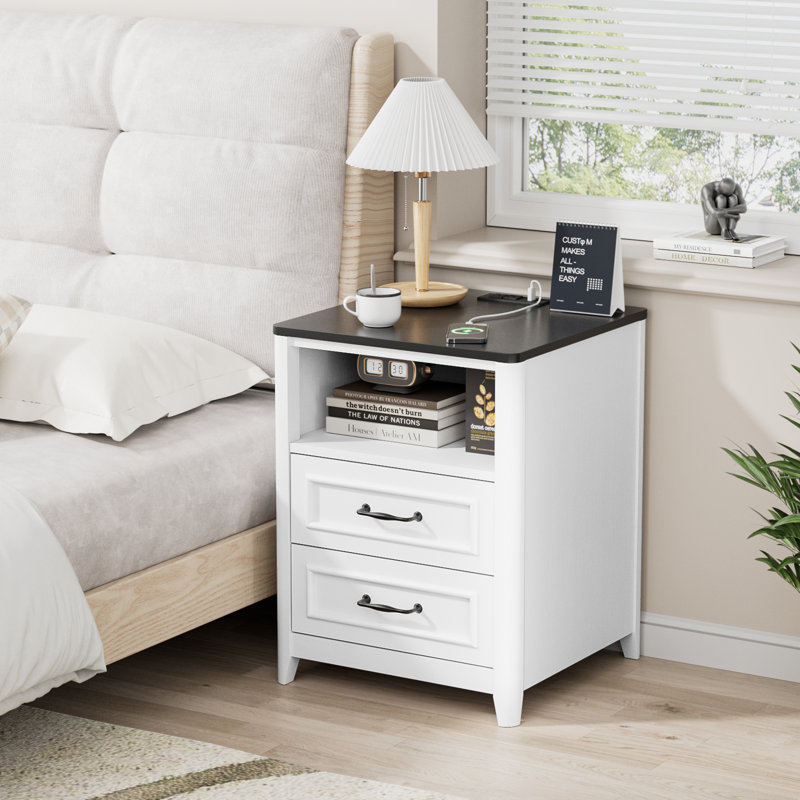 Table de bout avec 2 tiroirs Yettie