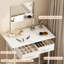 Petit bureau de coiffeuse avec miroir et tiroirs, coiffeuse de maquillage blanche avec rangement, coiffeuse compacte pour chambre à coucher, bureau de maquillage moderne pour filles, coiffeuse compacte