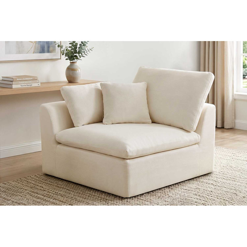 Fauteuil Chenille Cloud, canapé modulaire à un accoudoir, White