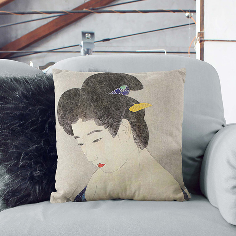 Woman by Ito Shinsui Cushion with Filling, 40cm H x 40cm W x 15cm D