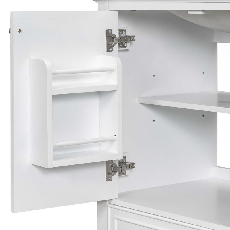 Ensemble de meuble-lavabo 30 po avec lavabo, armoire de salle de bain multifonctionnelle avec portes et tiroir, structure solide et panneau de fibres à densité moyenne