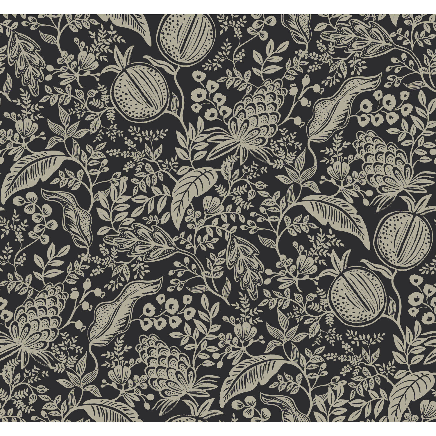 Pomegranate Wallpaper Double Roll, Black/Linen