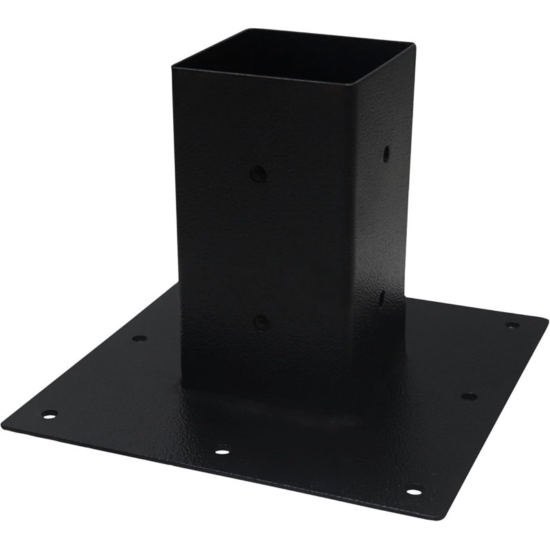 Fevtech - Base de poteau 4 x 4 - Base de poteau robuste en acier au carbone 4 x 4 pour sol en béton et terre - Plaque de fixation de boîte aux lettres pour poteau de boîte aux lettres, terrasse, porche et support de balustrade