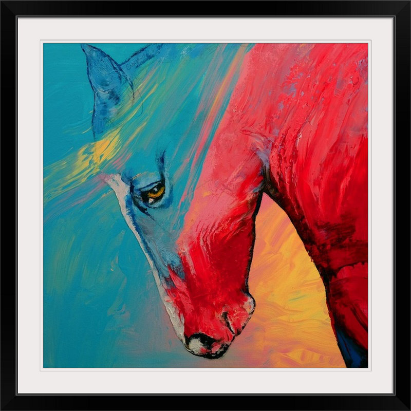 «Anjlee Painted Horse» par Michael Creese, reproduction d'art, Cadre noir, H 28 x l 28 po x P 1 po
