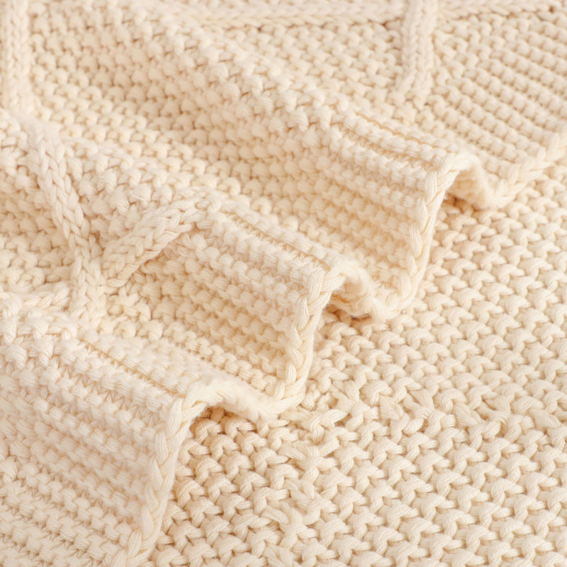 Cotton knit throw blanket