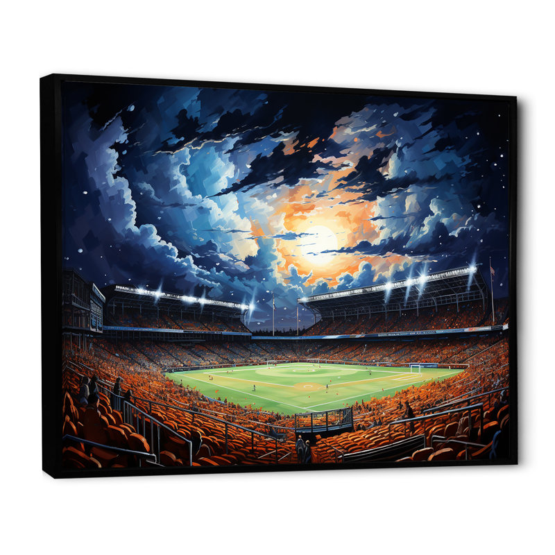 «Night Match Stadium Under The Floodlight IV IV», reproduction sur toile, Cadre flottant noir, H 34 po x l 44 po x P 1,5 po