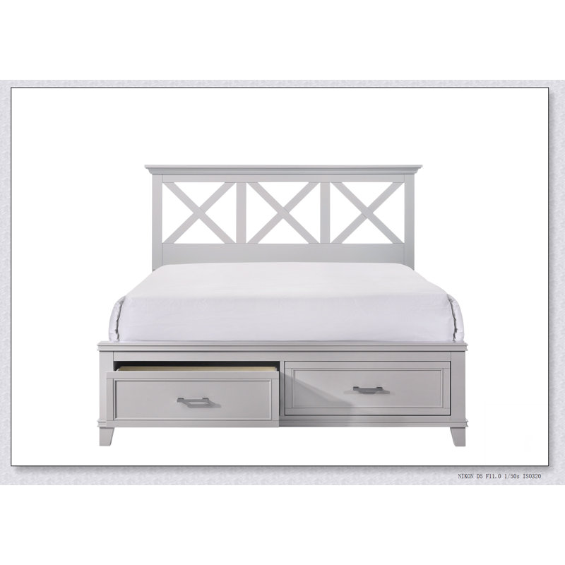Lit avec rangement en X, Gris, Grand