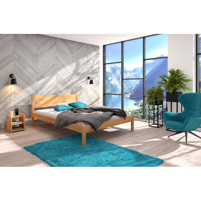 Alexiana Solid Wood Bed, Natural, European Single (90 x 200 cm)