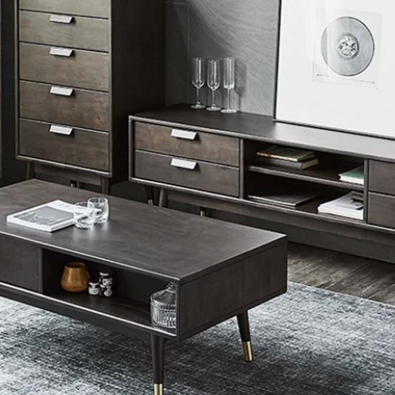 Meuble télé simple en bois massif, 62.99''