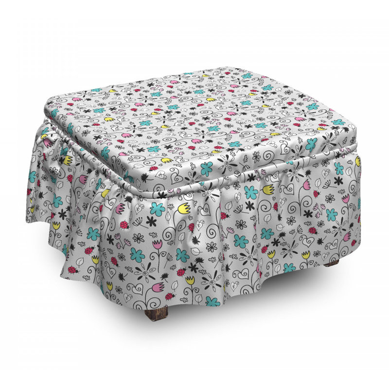 Housse pour repose-pieds doodle natural elements