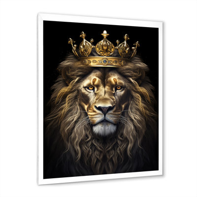 Majestic Lion King With Golden Crown I - Lion Canvas Prints