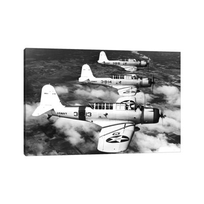 1940s Three World War Ii Us Navy Dive Bombers Flying in Formation 1 Piece Wrapped Canvas Wall Art