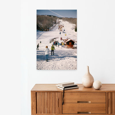 1960S Group Of People Men Women At Bottom Of Slope Going To Get On Ski Lift Skis Skiing Mountain Resort Classic Retro Vintage Mountain Winter Art