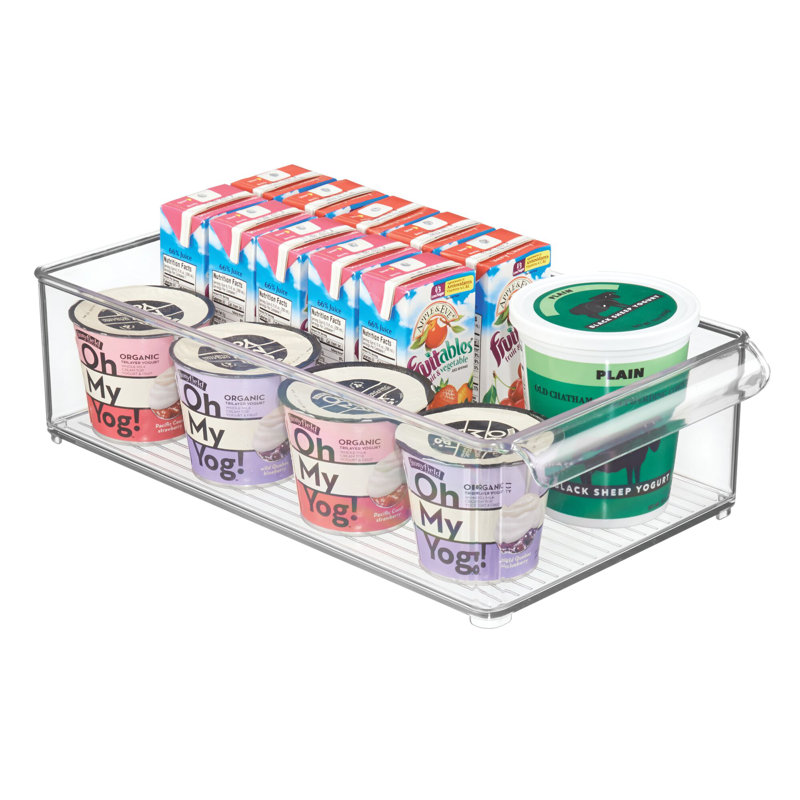 iDesign Plastic Wide Fridge Bin Tray with Front Handle - Clear