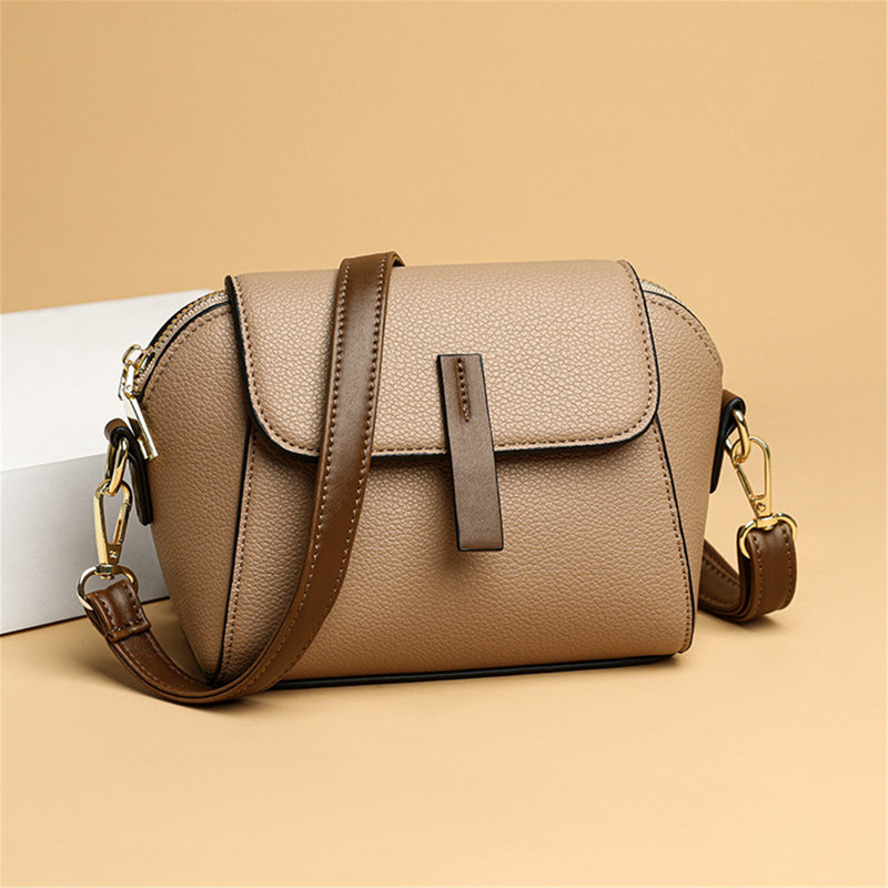 Sac à dos en cuir souple tendance et polyvalent, sac à bandoulière décontracté, sac à bandoulière, Kaki
