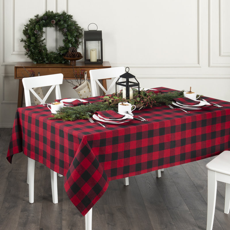 Nappe 100% coton Alastair, 52 po x 70 po, Vert/noir