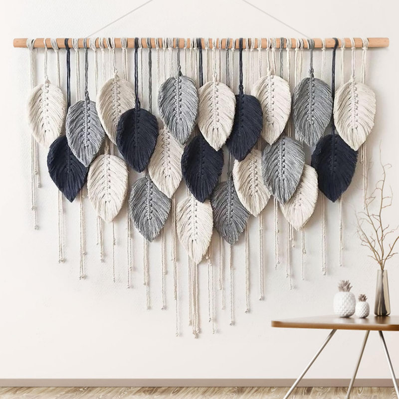 Bohemian Macrame Wall Hanging Leaf Wove Tapestry