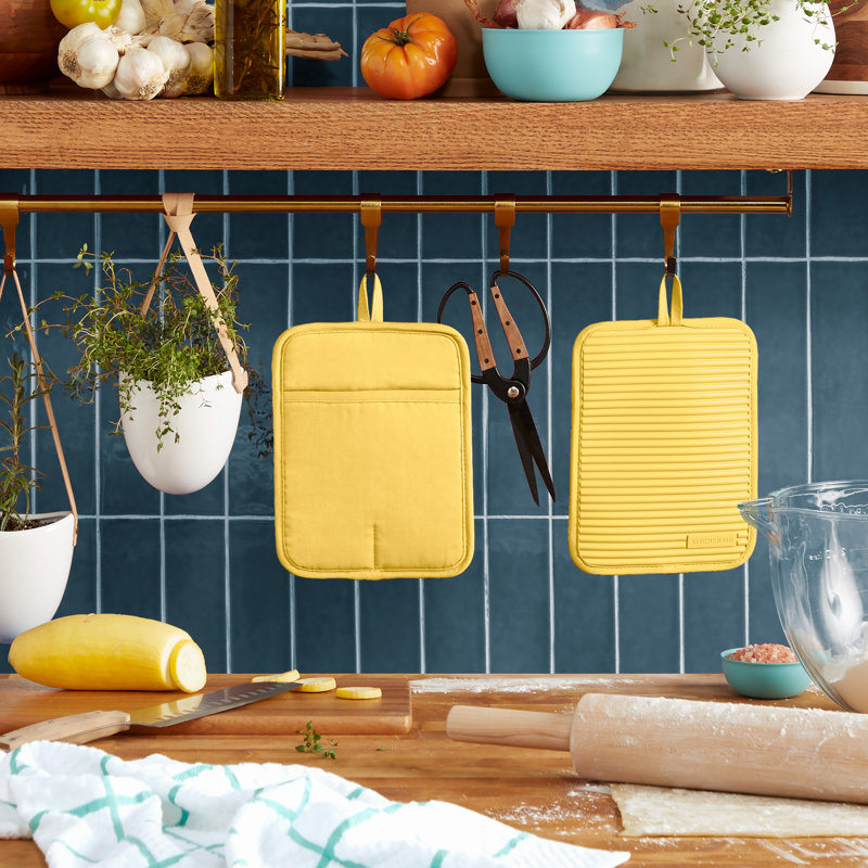 KitchenAid Ribbed Soft Silicone Potholder, Butter Yellow