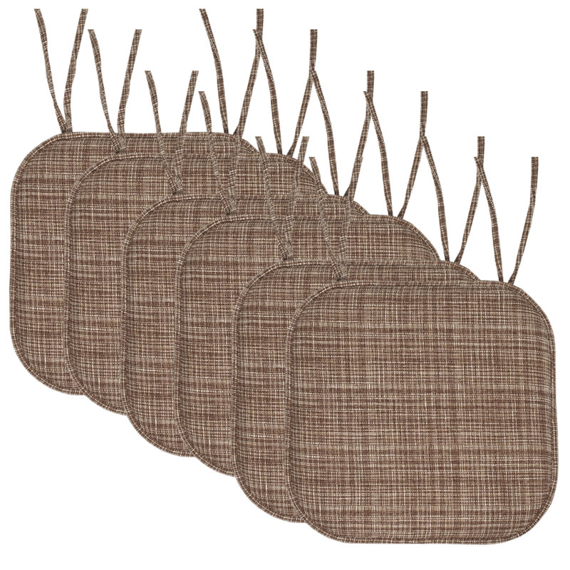 Coussin de chaise antidérapant en mousse à mémoire de forme 16 po x 16 po Aria, Paquet de 6, Brun foncé multi