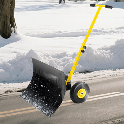 Poussoir à neige réglable 29 po - 5 angles, hauteur réglable, lame en acier, jaune / noir