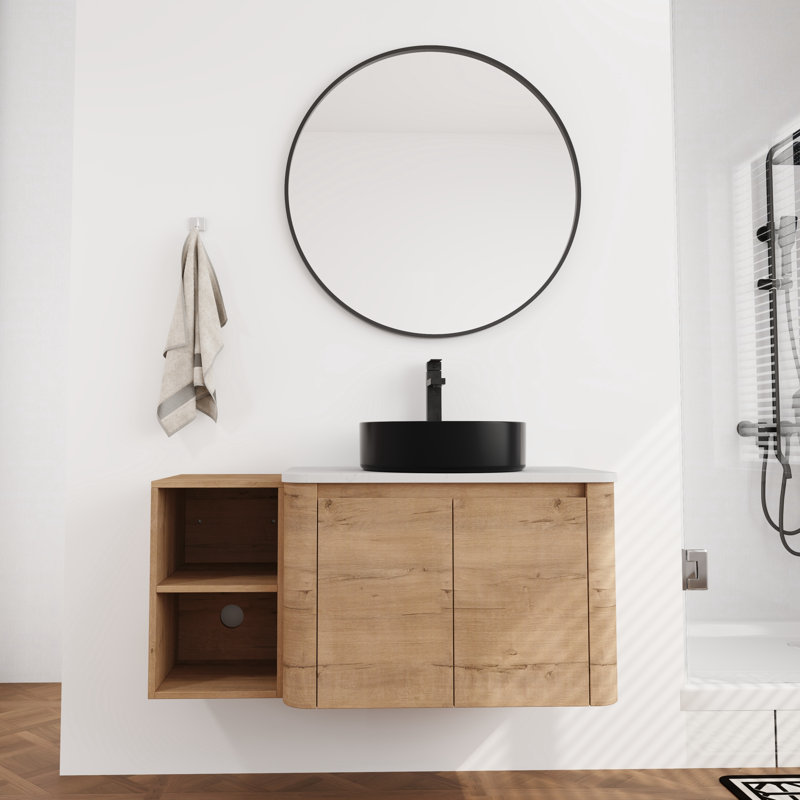 Meuble-lavabo flottant simple 42 po avec comptoir en quartz 42 po, 42"