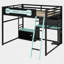 Lit mezzanine double avec bureau intégré, espace de rangement et ports USB-1596878013