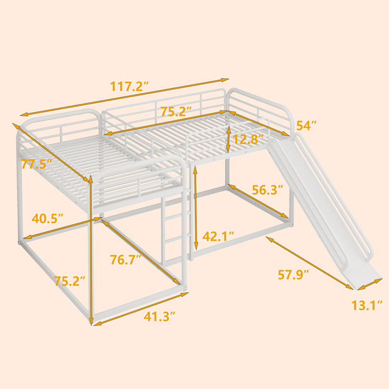 Trondheim Metal Open-Frame Bed, White
